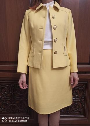 Jobes. костюм женский. зимний, жакет и юбка, хлопок, желтый цвет.