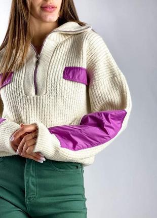 Стильный свитер с высоким воротником 10% шерсти