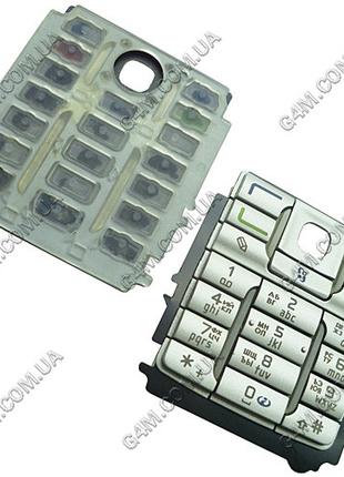 Клавіатура для Nokia E60 срібляста, кирилиця, висока якість