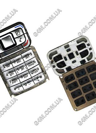Клавіатура для Nokia E65 срібляста, кирилиця, висока якість