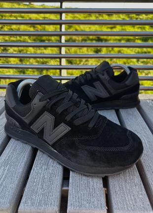Кросівки New Balance 574 (чорні, замша)