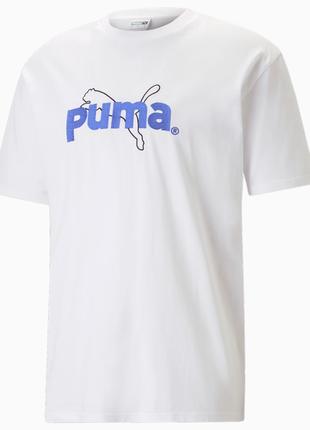Белая мужская футболка puma team graphic tee men новая оригина...