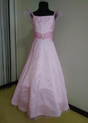 Платье нарядное нежно розовое длинное р.146-158