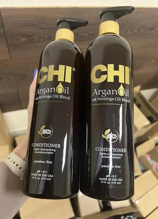 Восстанавливающий шампунь или кондиционер chi «argan oil plus ...