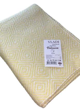 Плед бавовняний Валенсія Венеція Vladi біло-жовтий 100х140