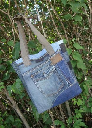 Джинсовая натуральная сумка текстильная
