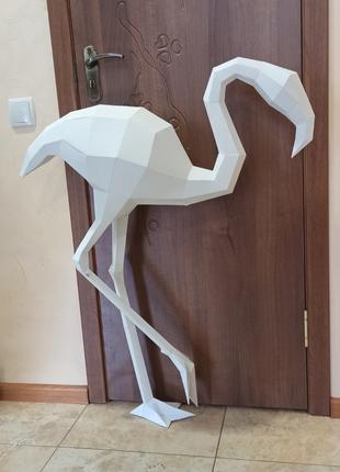 Скульптура фигура полигональная фламинго птица высота 1 метр (...