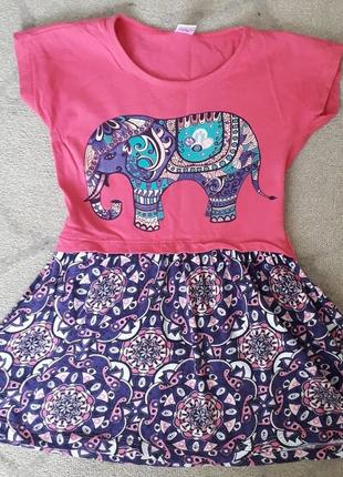 Платье на девочку 3-4 года со слоном