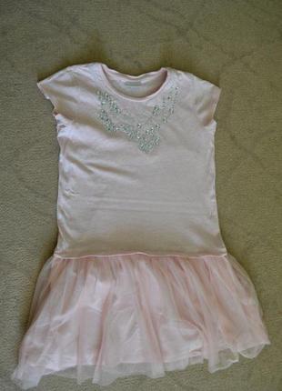 Платье на девочку 12 лет с фатином розовое next туничка