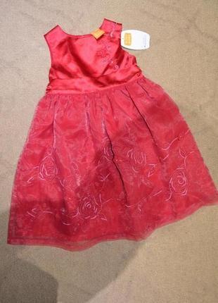 Платье на девочку 1-2 года красное га рост 80-86 см