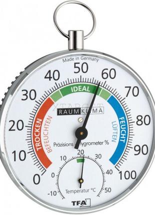 Термогигрометр TFA цветная шкала d=100 мм