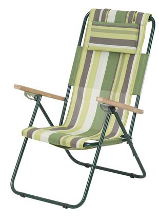 Кресло Шезлонг VITAN "Ясень" d20 мм (текстилен зеленая полоса)