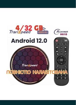 Смарт ТВ андроїд приставка Transpeed 4/32 gb android 12