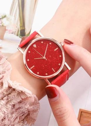 Часы женские наручные красные 
годинник наручний жiночий