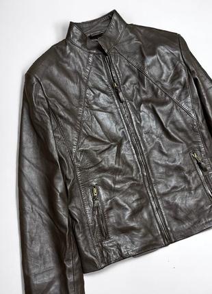 Коричневая кожаная куртка пиджак из натуральной кожи leather b...