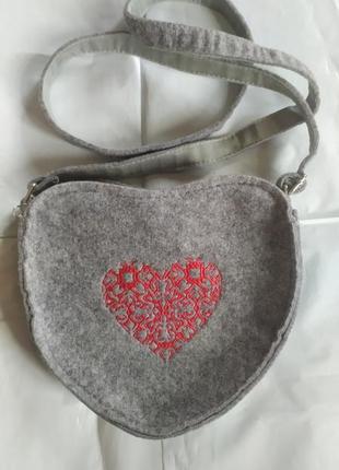 Дуже крута тепла жіноча сумка клатч вишивка серце натуральні м...