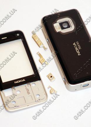 Корпус для Nokia N81 чорний з сріблястою середньою частиною, в...