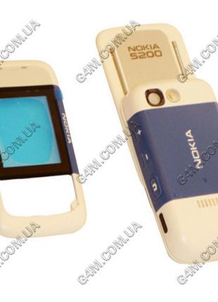 Корпус для Nokia 5200 Xpress Music блакитний з білим, повний к...