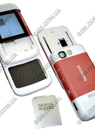 Корпус для Nokia 5200 Xpress Music червоний з білим, повний ко...