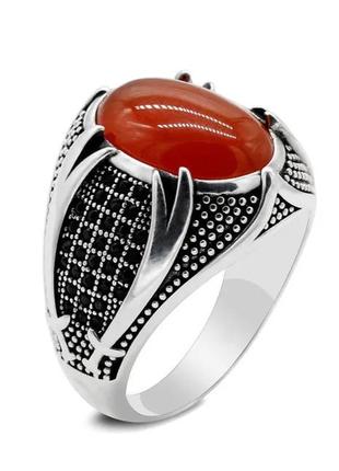 Кольцо с большим камнем рокошный перстень под серебро с красны...