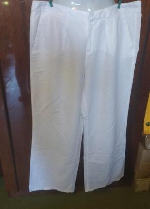 Белые супер штаны широкие лен 100% батал плюс сайз 44 евро на ...