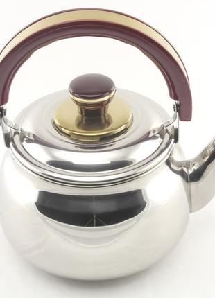 Чайник кухонный 1,8 литра (нержавеющая сталь) со свистком и за...