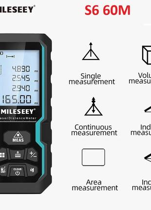 Лазерный дальномер (рулетка) MILESEEY S6 60M для измерения дли...