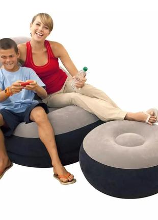 Надувной диван с пуфом Air Sofa Comfort Надувное велюровое кре...