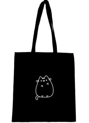 Еко сумка шопер шоппер з принтом кіт пушін , котик pusheen cat