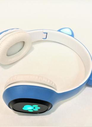 Наушники беспроводные Bluetooth Ушки CATear VZV-28M LED голубые