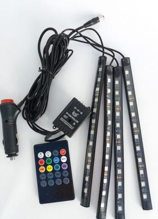 LED подсветка автомобильная RGB HR-01678 с микрофоном и пультом