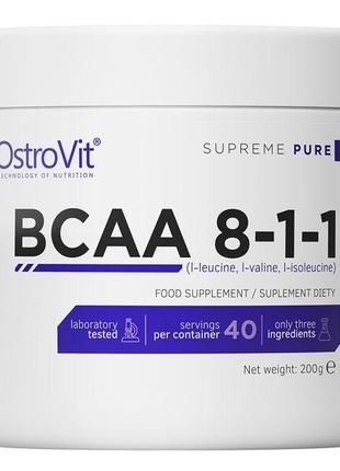 Аминокислота BCAA OstroVit BCAA 8-1-1, 200 грамм Без вкуса