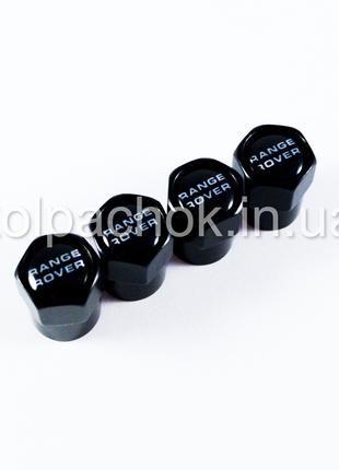 Колпачки на ниппеля Range Rover черные/черный лого