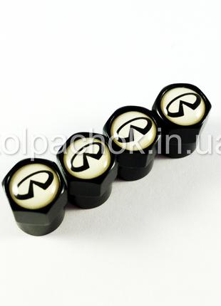 Колпачки на ниппеля Infiniti черные/белый лого