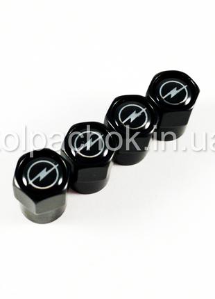 Колпачки на ниппеля Opel черные/черный лого