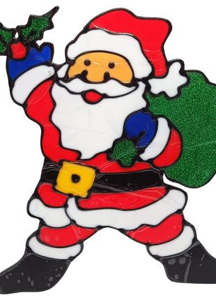 Силіконова наклейка на скло "Санта Клаус з мішком" 13-64-03, 2...