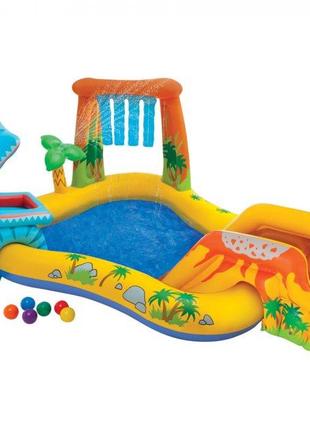 Детский надувной игровой центр бассейн Динозавры Intex 57444