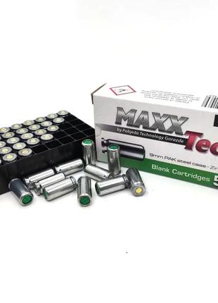 Патрон холостой MaxxTech 9мм пистолетный Zinc Plated (50 шт)