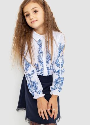 Блузка ошатна для дівчаток, колір біло-синій