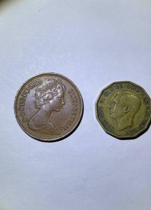 Монети Великобританії Англії - Підбірка 3 Pence 1942, 2 NEW PENCE