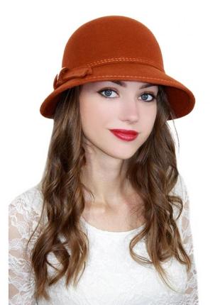Женская широкополая фетровая каштановая шляпа с полями/56 размер