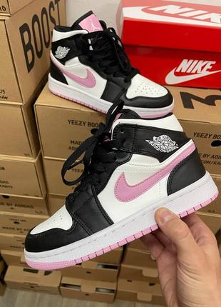 Женские демисезон nike air jordan mid pink black + дополнитель...