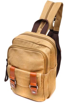 Удобная сумка-рюкзак в стиле милитари с двумя отделениями из п...