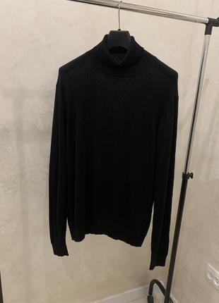 Гольф пуловер свитер uniqlo черный мужской джемпер шерстяной