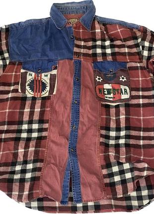 Рубашка винтаж ретро 70-80 года печворк plaid vintage ausa rare