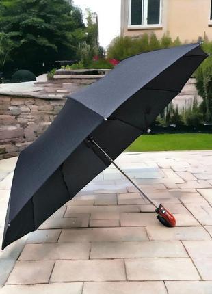 Прочный мужской черный зонт toprain с полуавтоматической систе...