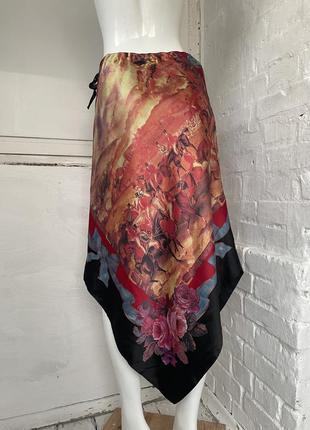 Асимметричная юбка - пластин с невероятным сюжетом лошади бант...