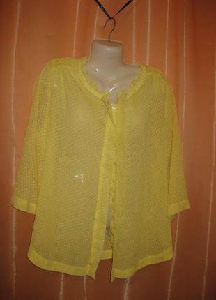 Легкая летняя желтая блузка рубашка прозрачная elvi 18 united ...