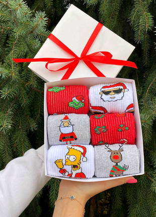 👑Бокс новорічних шкарпеток у подарунковій коробці👑