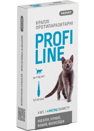 Краплі для тварин ProVET Profiline інсектоакарицид для кішок д...